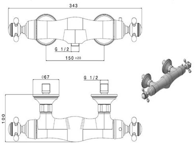 Douchekraan Traditional thermostatisch chroom