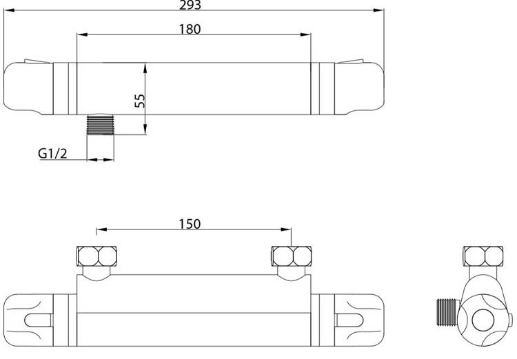 Douchekraan Vynz thermostatisch chroom