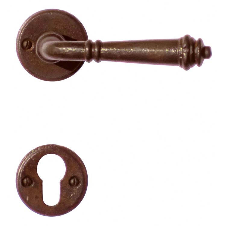 Poignée de porte pro triest rouille rosace cylindre
