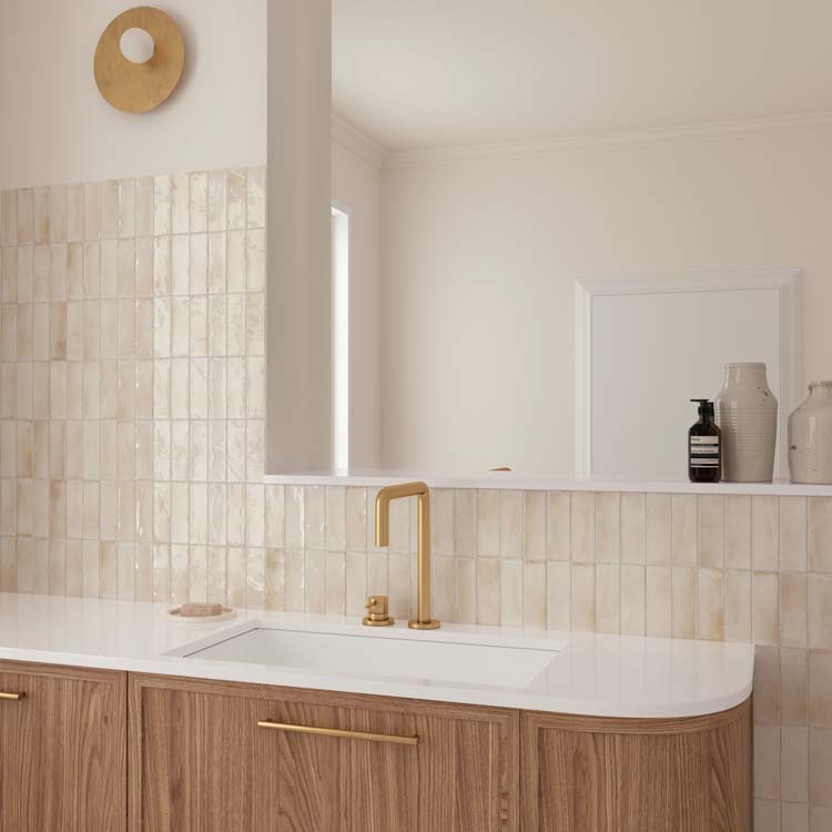 Wandtegel Nono glanzend lichtbeige 5x15cm