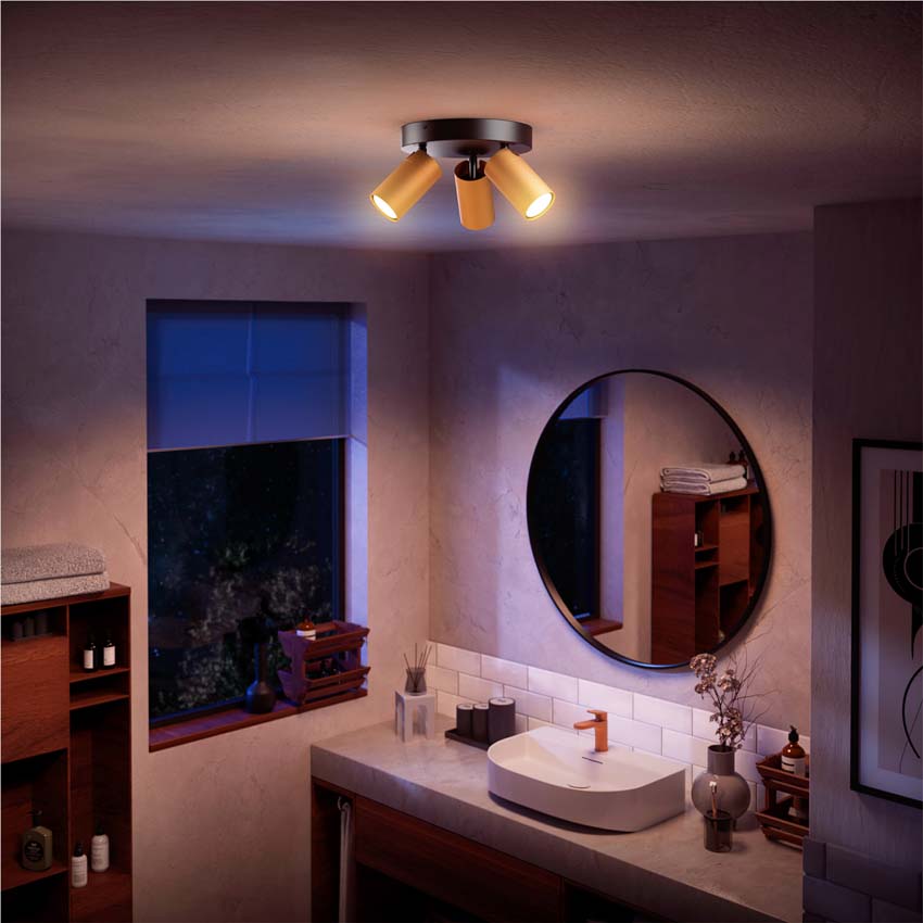 Spot plafond salle de bains or 3 spot retangle IP44