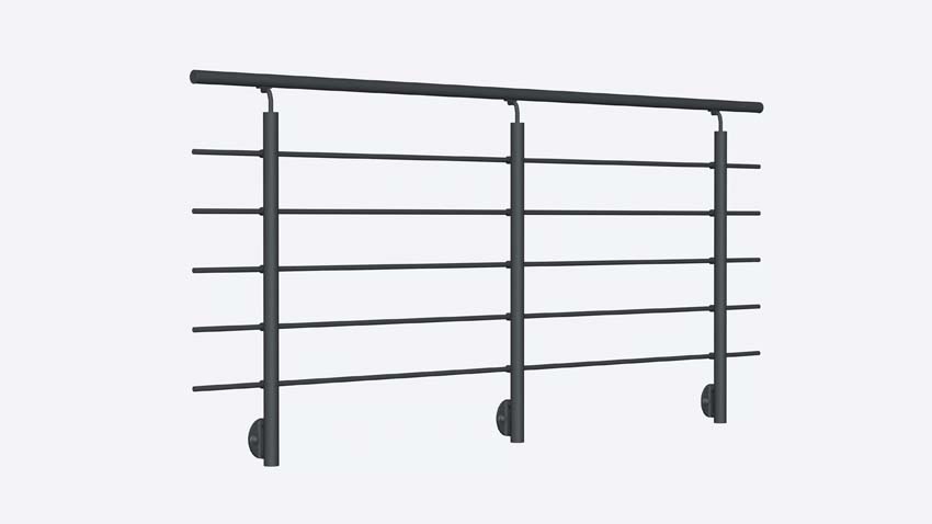 Kit garde-corps Grode aluminium anthracite 250cm fixation latérale