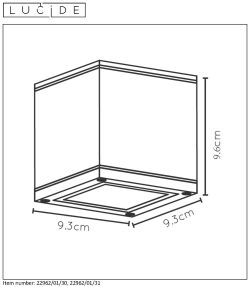 Plafondlamp badkamer - zwart - vierkant - Gu10 - 50W - IP65