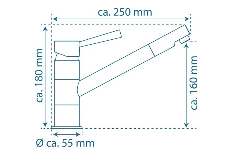 Keukenkraan Charlotte eengreepsmengkraan inox-look