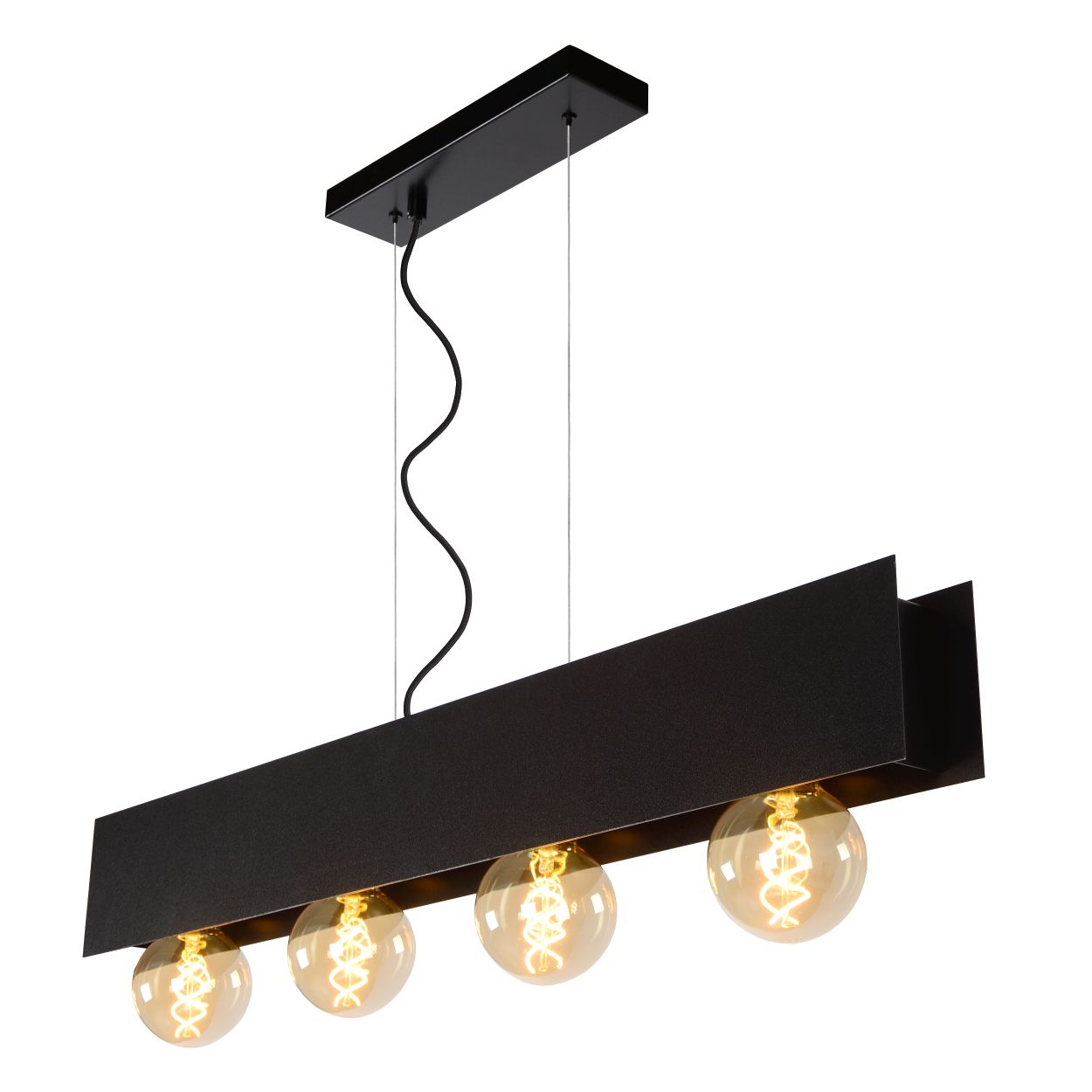 Hanglamp - zwart - 90x7x130cm - dimbaar - 4xE27 - 60W