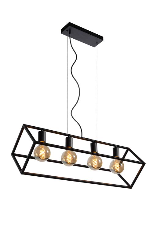Hanglamp - zwart - 161cm - 4xE27 - 60W