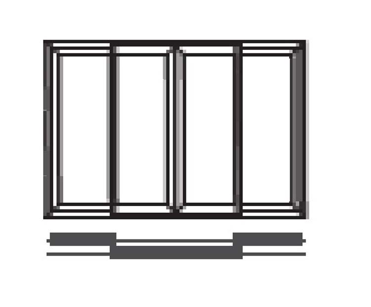 Schuifraam Belio Alu RAL9016 wit - 4 vleugels / 2 rails maatwerk