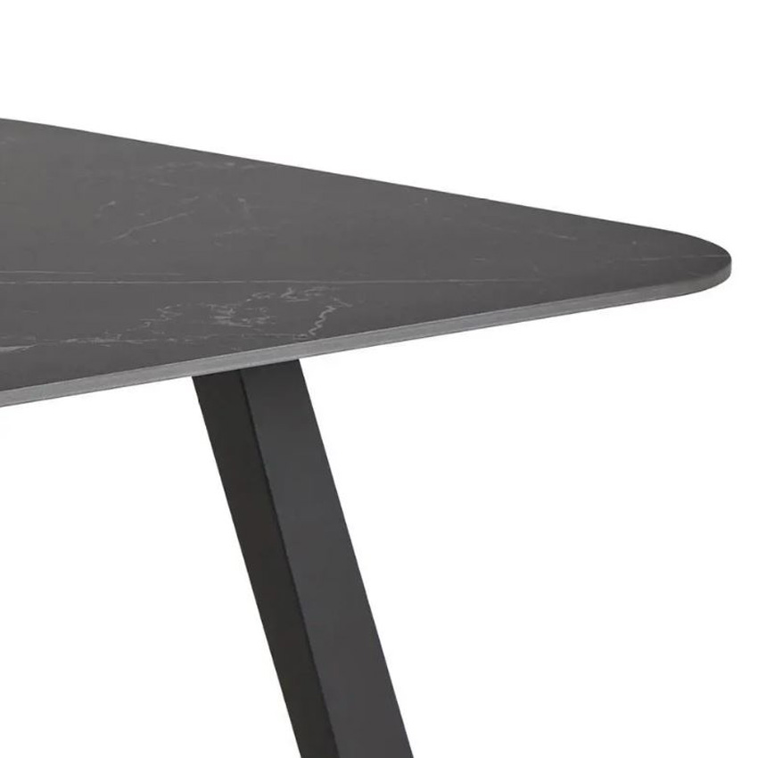 Table de salle à manger Etna céramique noire 90x180cm + pieds droits noirs