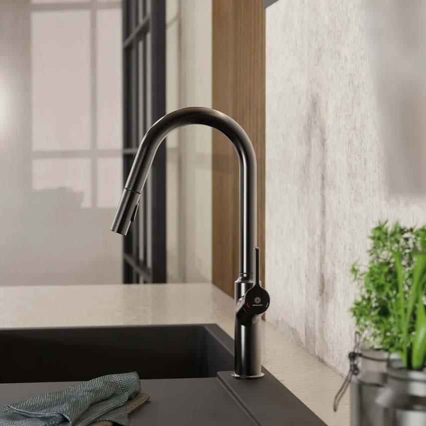 Robinet de cuisine Wasserwerk WK 12 graphite mat avec bec extractible
