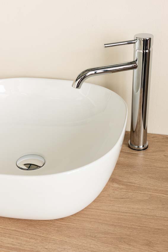 Badkamermeubel Bella eik hangend met dubbele opbouwkom glanzend wit 150cm