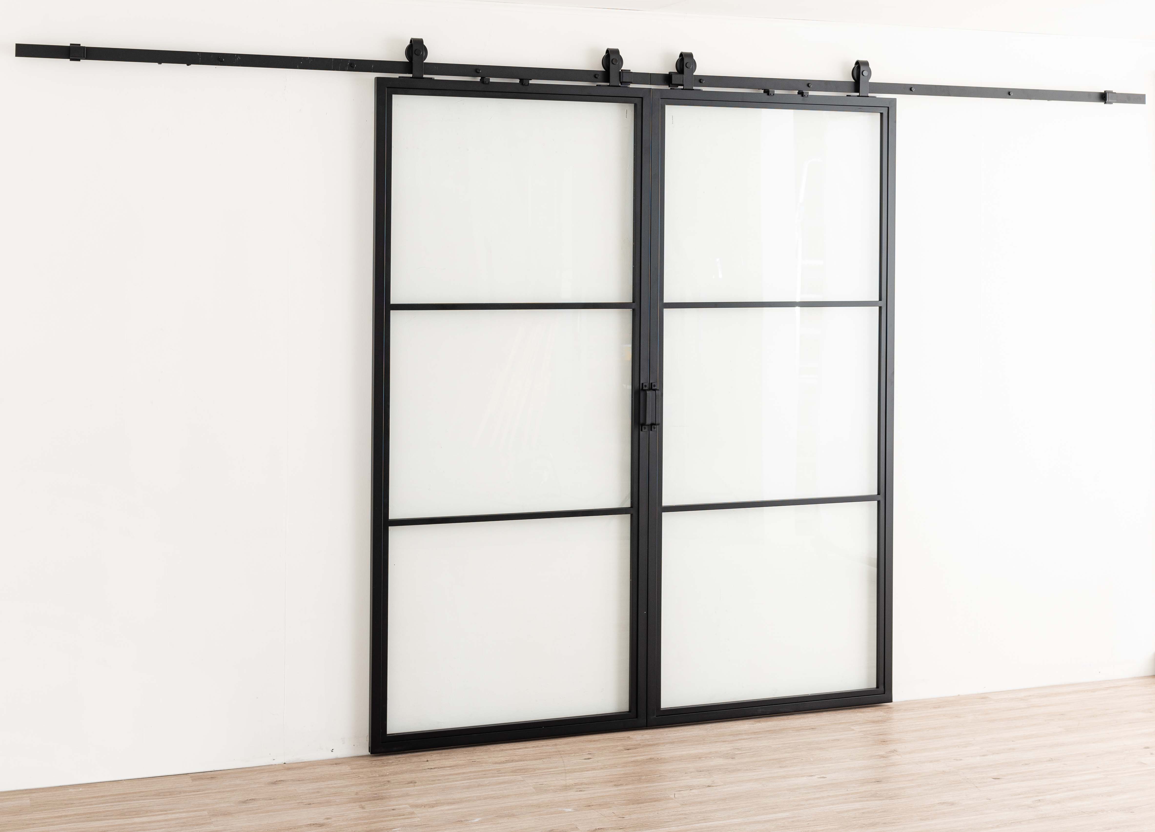 Complete dubbele stalen schuifdeur Tyra 2x3R 93x213,4cm + rail zwart