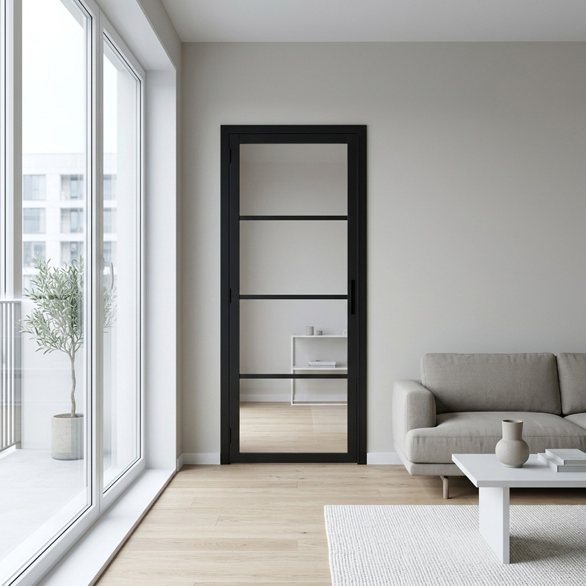 Complete deur 83cm steel look feeling 4R helder glas 201.5cm