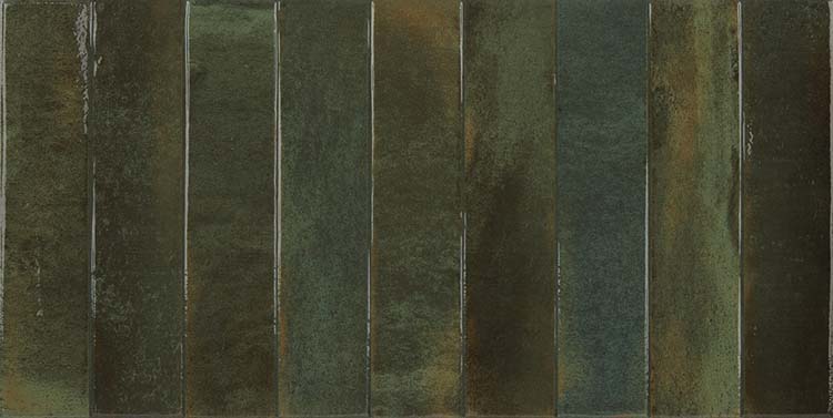 Carrelage mural Cueva rectangulaire brillant vert foncé 30x60cm