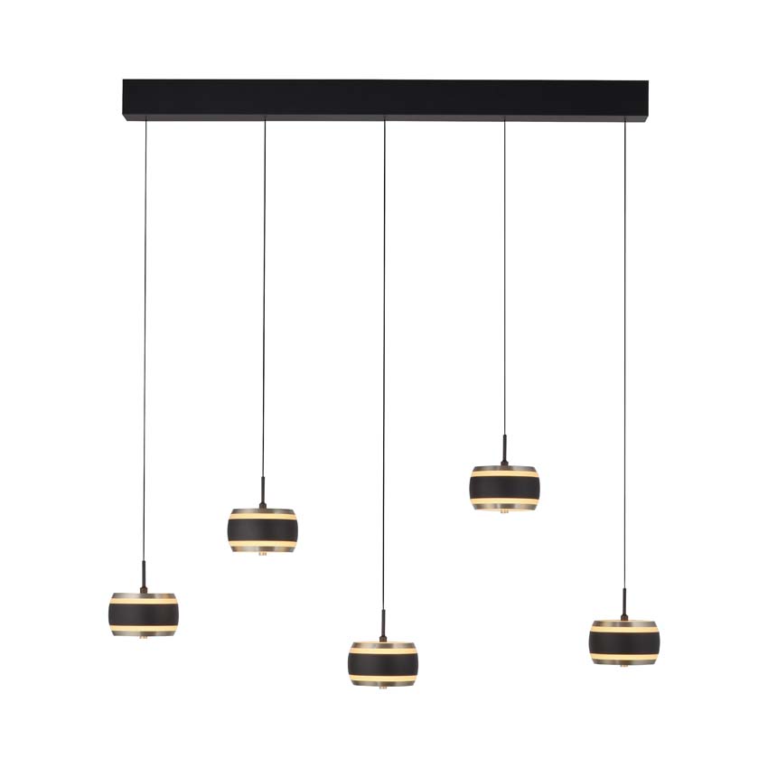 Hanglamp Easy Lift - Zwart - 101cm - Dimbaar - 5x8W - 2200-5000K - met afstandsbediening