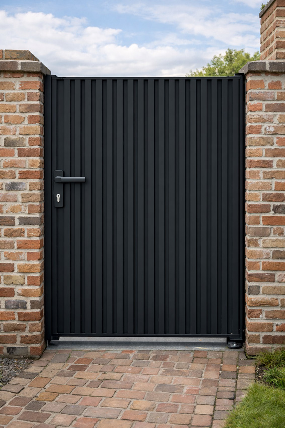 Enkele draaipoort Line Up alu zwart rechts 100x175cm