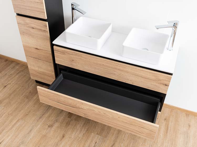Meuble de salle de bains Dotan chêne sur pied avec plateau mat 120cm