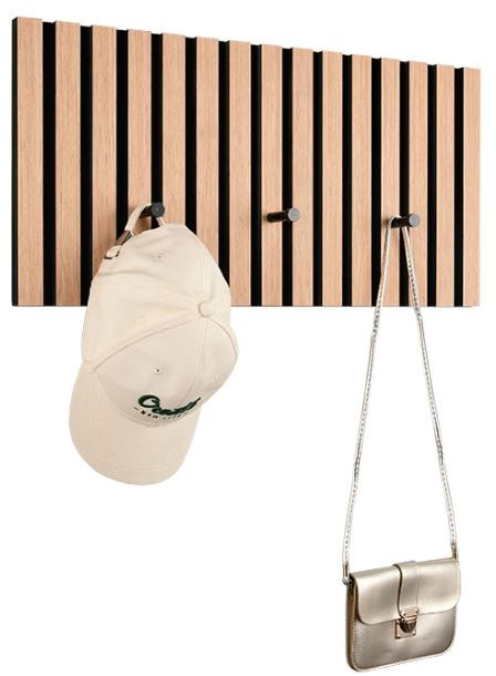 Kapstok eik naturel 60x30x7cm 3 haken