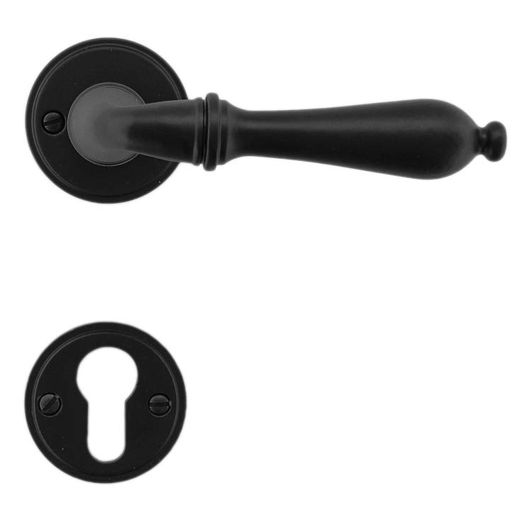 Poignée de porte pro amalfi noir rosace cylindre