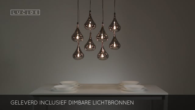 Lucide TEARS - Suspension - LED Dim. - G4 - 8x1,5W 3000K - Noir Lucide TEARS - Suspension - LED Dim. - G4 - 8x1,5W 3000K - Noir
