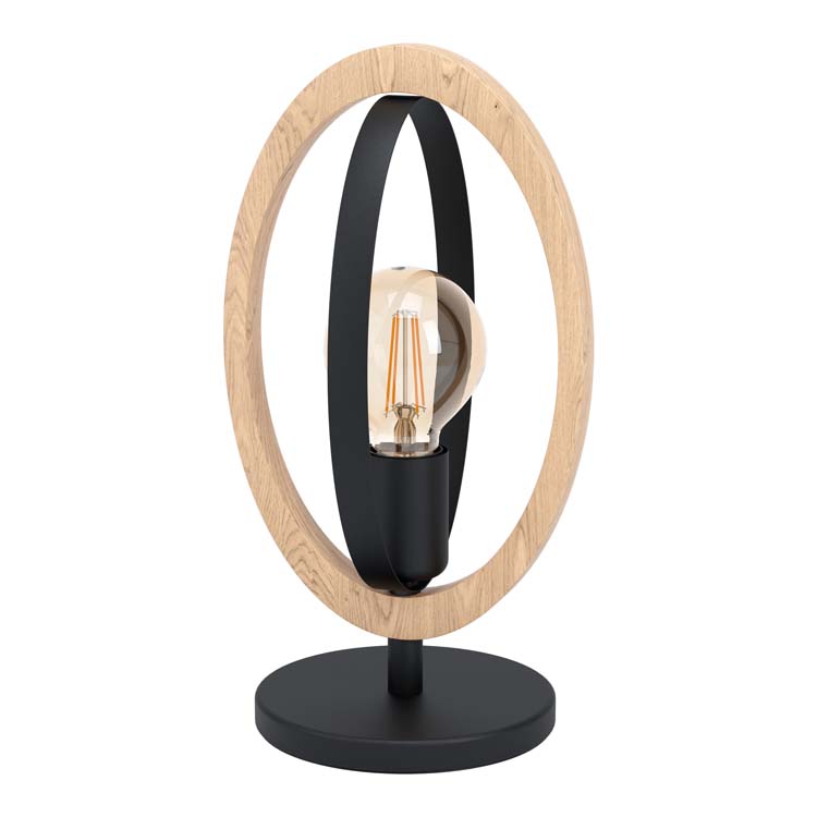 Lampe de table Basil E27 noir/bois ovale