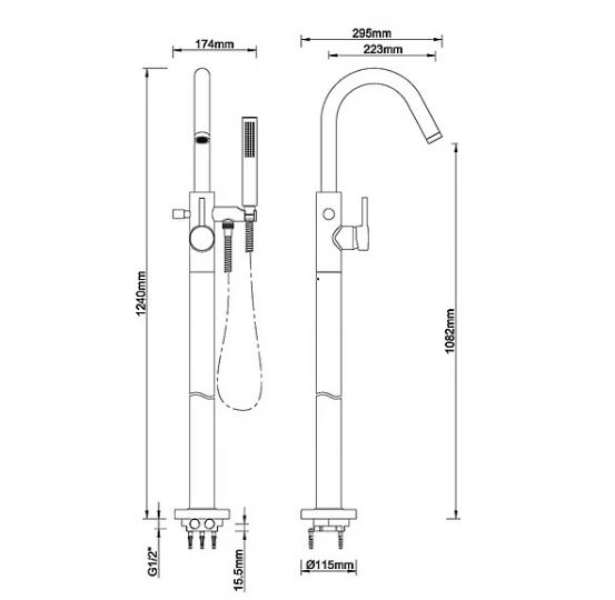 Badkraan Kaylee vrijstaand goud