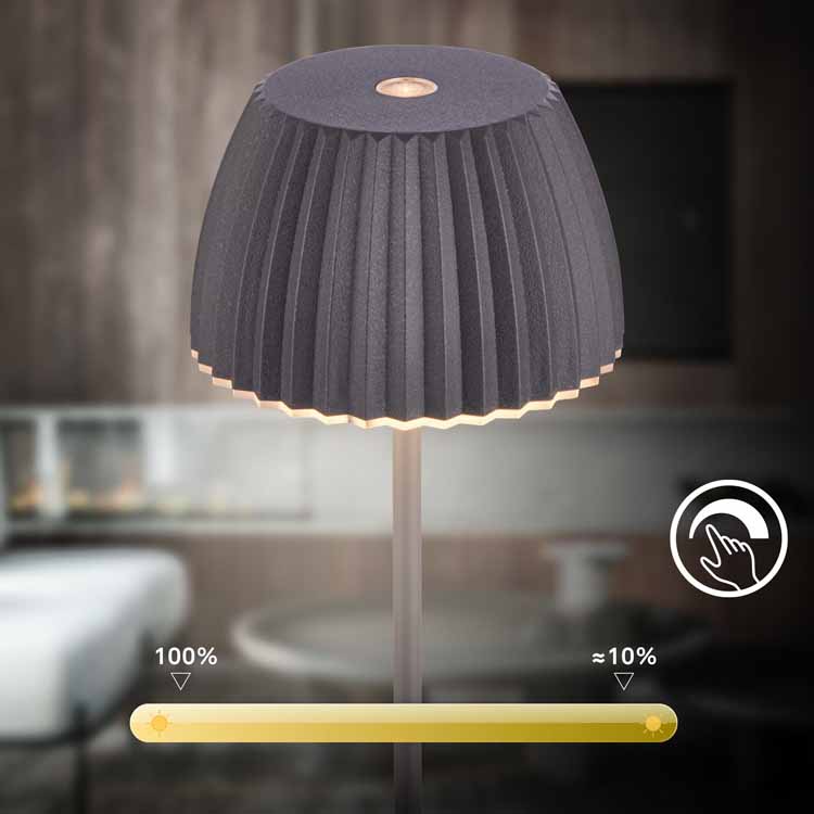 Tafellamp Elvoro - zwart - 20cm - dimbaar - LED - 1.5W - 2700K - IP44 - USB