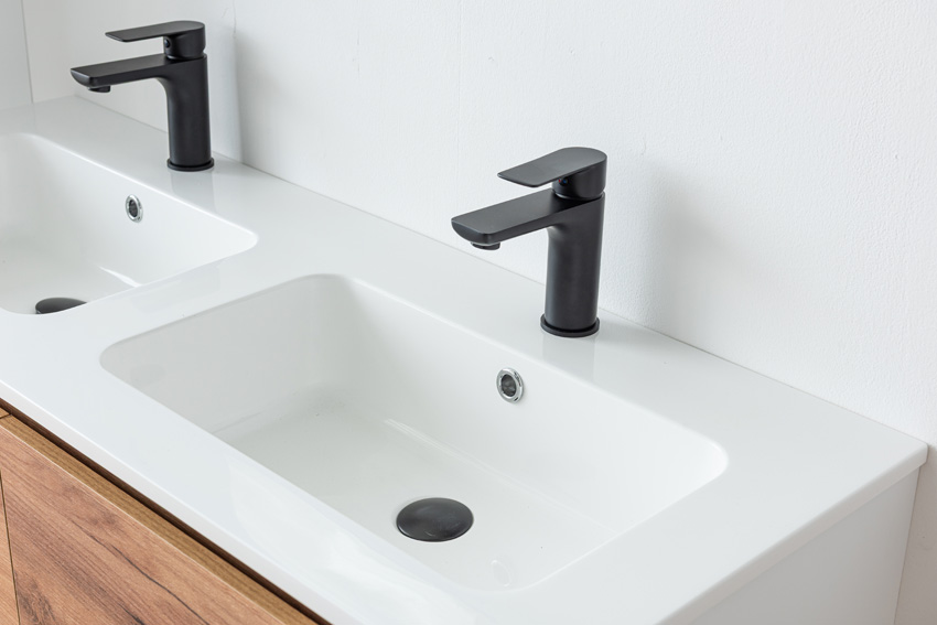 Badkamermeubel Treviso eik/wit met dubbele wastafel glanzend wit 120cm