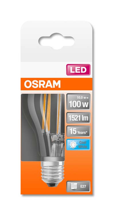Lampe LED retro classic 100 E27 10W blanc froid filament