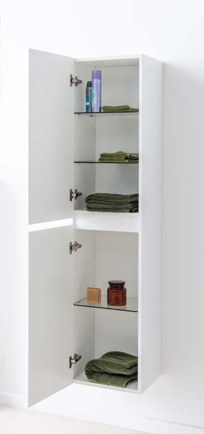 Armoire colonne Tibo/Tony blanc brillant suspendue 170x40x35cm