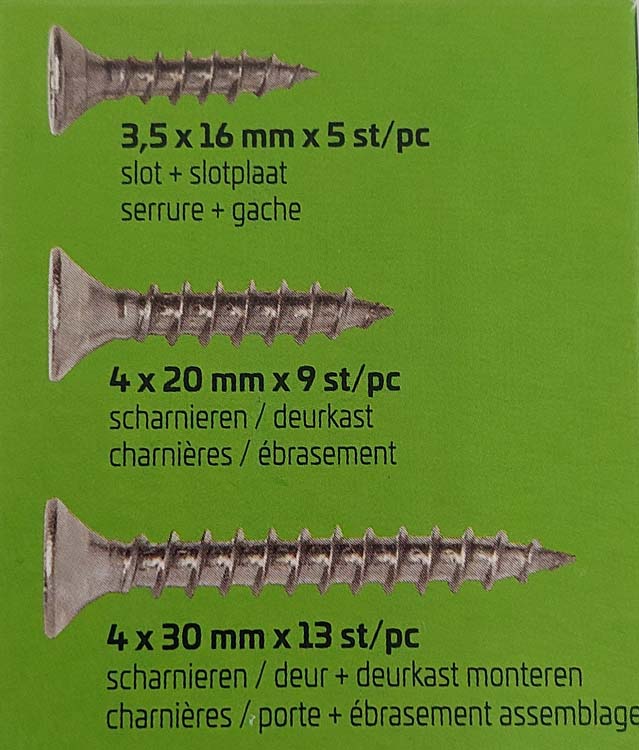 Vis de fixation set pour 1 porte à peindre