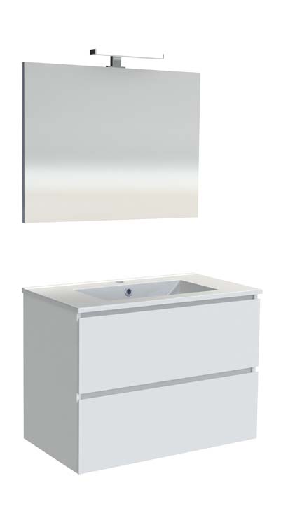 Meuble de salle de bains Roma 80cm + miroir + éclairage