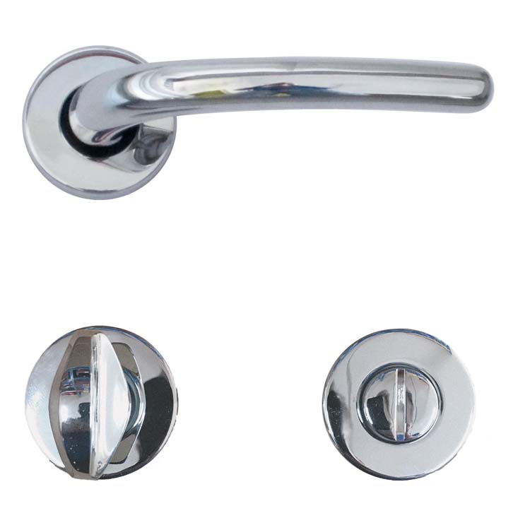 Poignée de porte pro ancona chrome avec serrure toilette