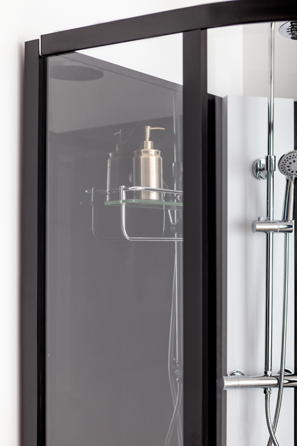 Douchecabine Adam hoek zwart schuifdeuren 100x100x215cm