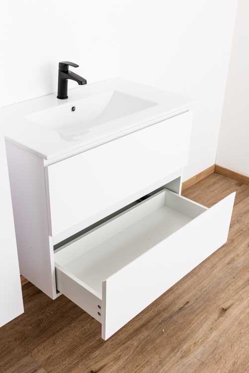 Meuble de salle de bain Bianca blanc mat 800 mm lavabo brillant
