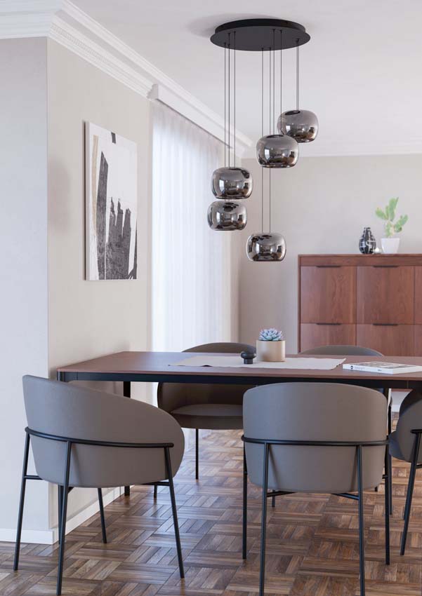Suspension - Noir/smoke - 110x10x120cm - Dimmable - LED - 5x4,6W - 3000K - 3450lm