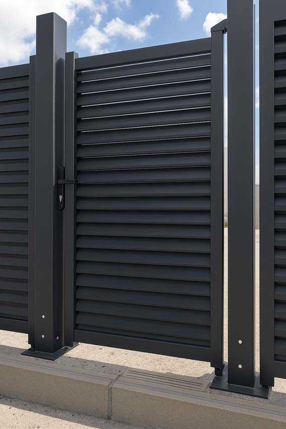 Portillon battant Oakley aluminium noir 100x180cm - fermé, quincaillerie incluse