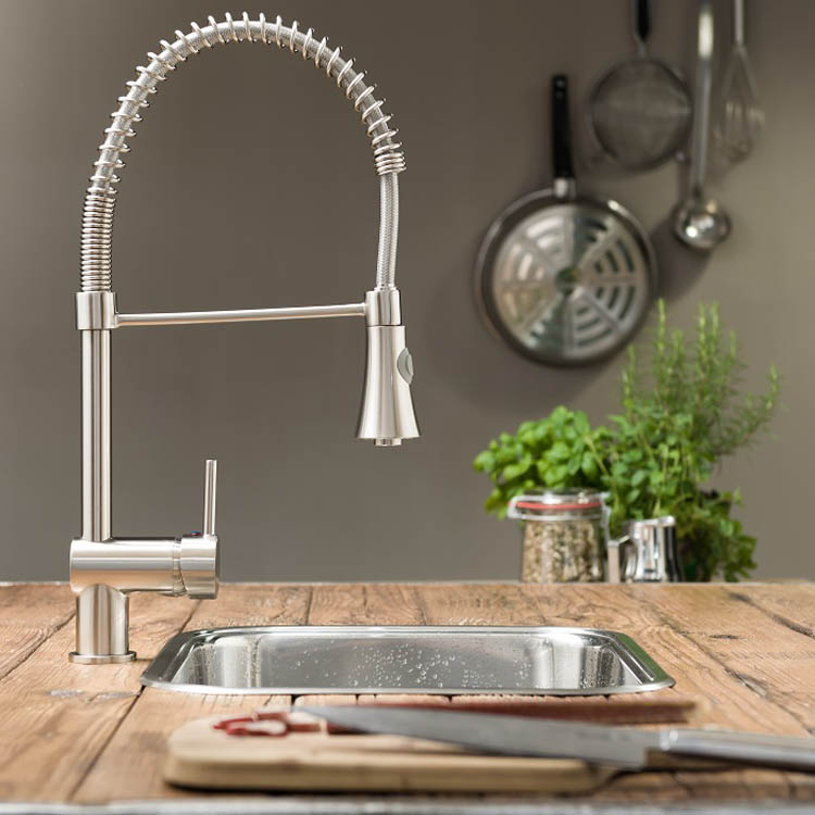 Robinet de cuisine Charlotte inox-look spiraalveer