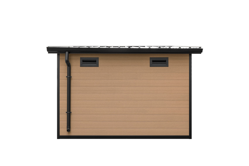 Abri de jardin Yana en bois composite stone grey/sandstone 290x290cm double porte