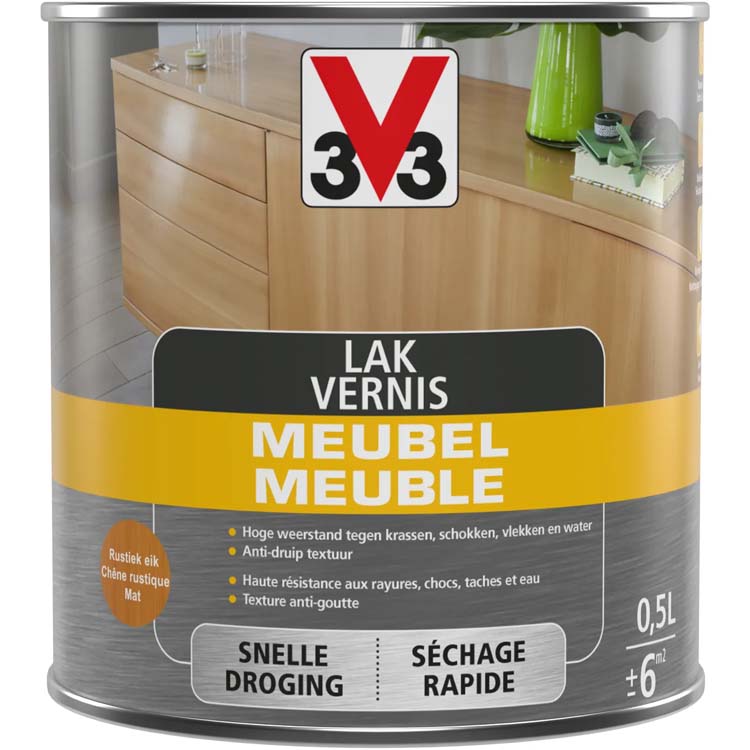 V33 laque pour meuble chêne rustique mat 0,5l