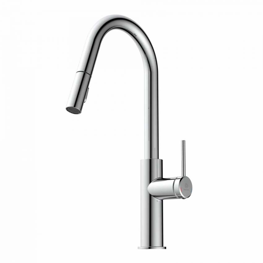 Robinet de cuisine Wasserwerk WK 13 Curve chrome mat avec bec extractible