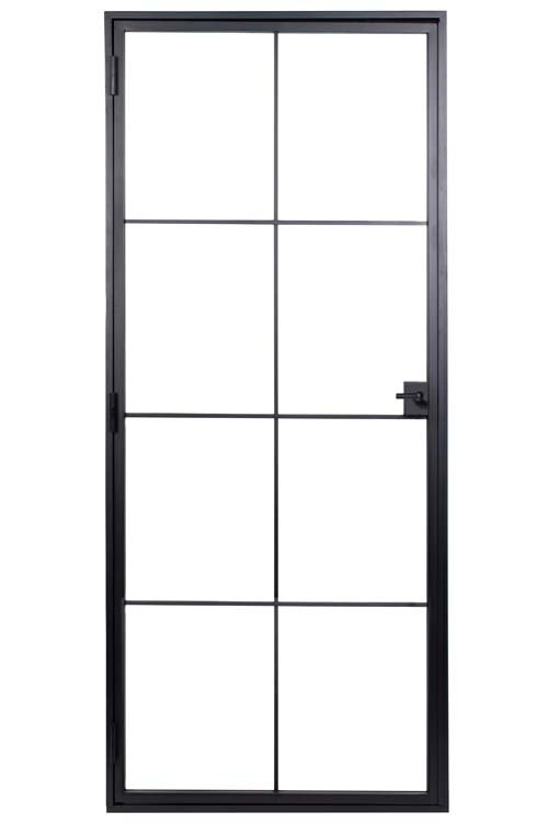 Porte intérieure simple en acier Black Glamour noir 8V poussant à droite sur mesure