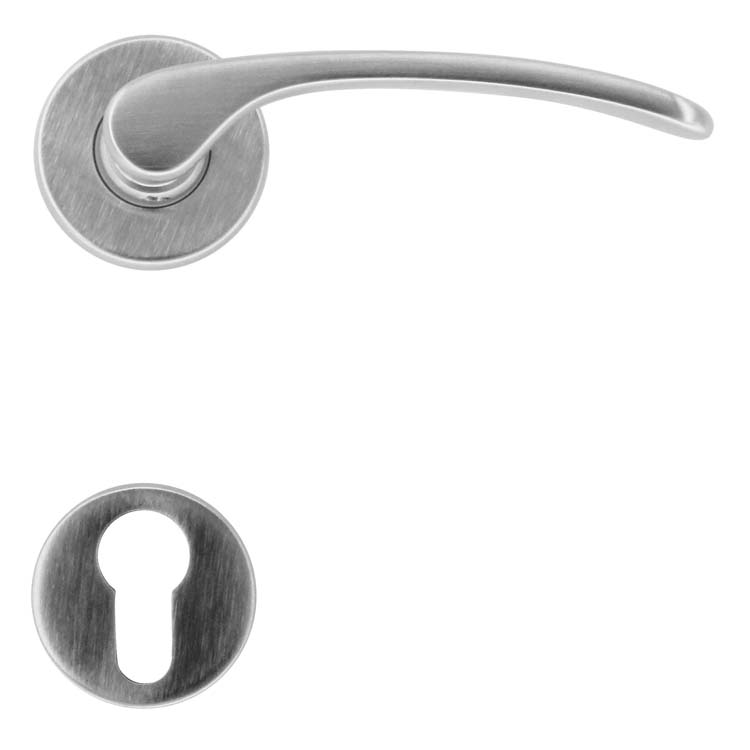 Poignée de porte piacenza chrome brossé rosace cylindre