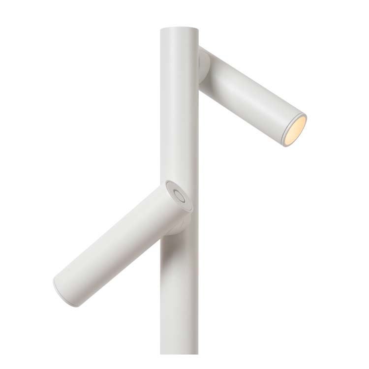 Lucide ANTRIM - Lampadaire / lampe de lecture Rechargeable - Batterie - LED Dim. - 2x2,2W 2700K - IP54 - Avec station de charge sans fil - Blanc