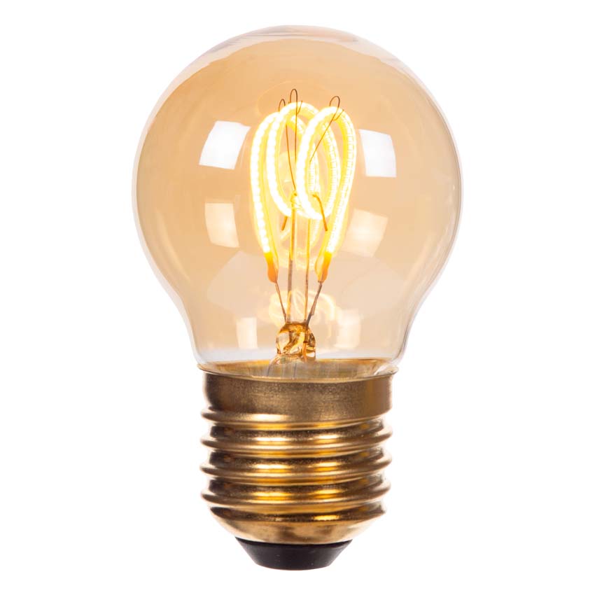 Lucide P45 - Ampoule filament - Ø4,5cm - LED 3 niveaux dimmable (Mémoire) - E14 - 1x3W 2200K - Ambré