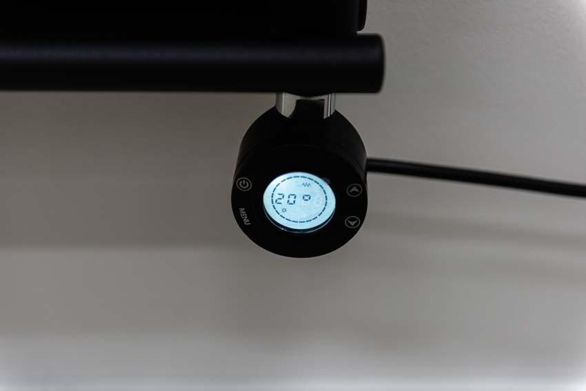 Handdoekradiator Doby 180x50cm dubbel zwart 1484W met verwarmingselement