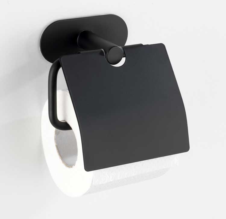 Toiletrolhouder met cover Wenko Orea Turbo-loc zwart