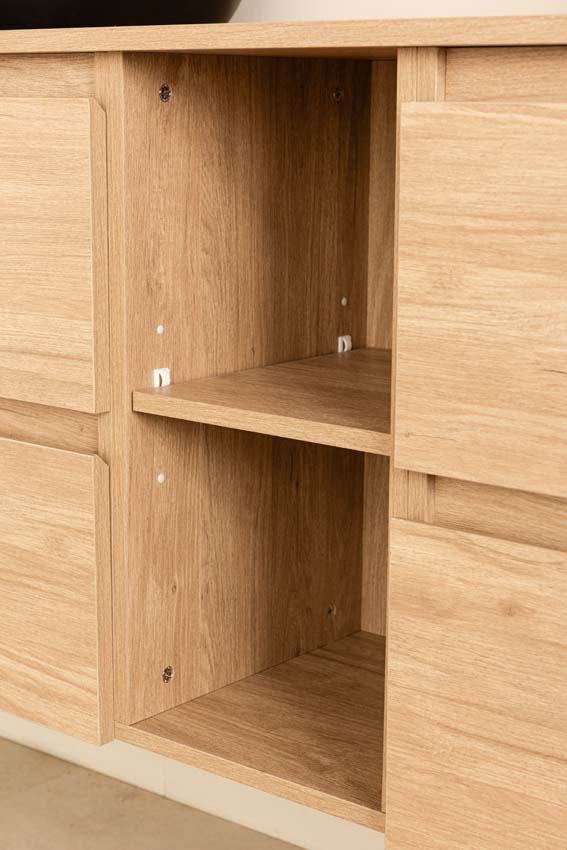 Meuble de salle de bains Bella chêne suspendu avec double vasque à poser noir mat 150cm