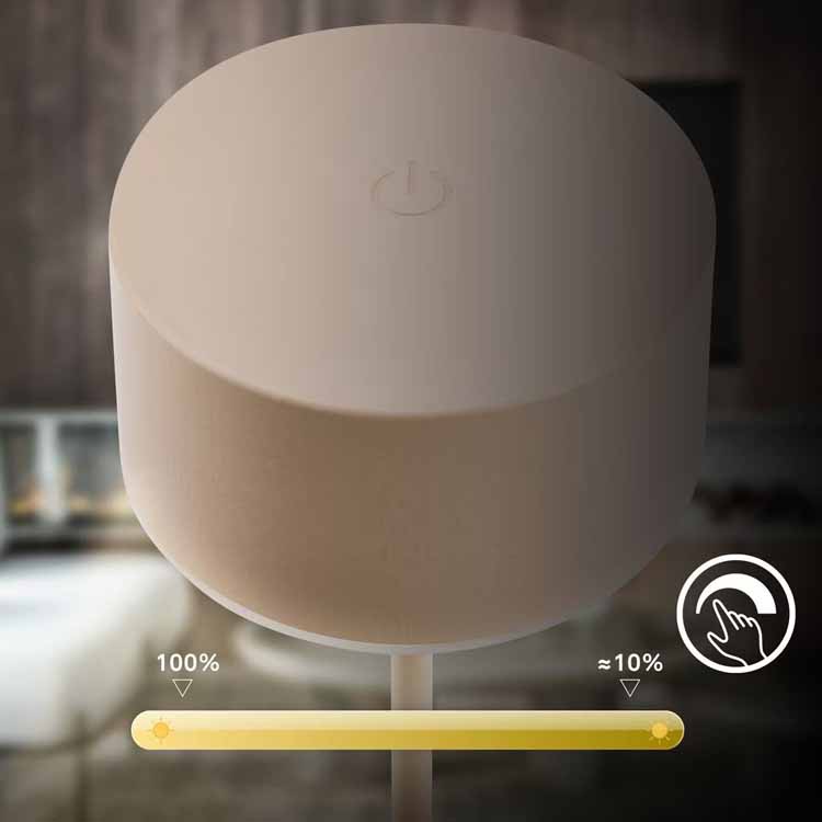 Tafellamp Zurela - beige - 19cm - dimbaar - LED - 3W - 2700K - IP44 - USB
