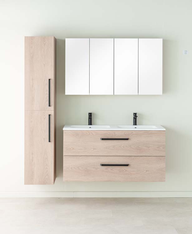 Badmeubel Bison eik 1200 mm wastafel zwart