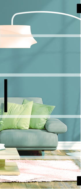 Porte intérieure vitrée complète clair + 4 lignes mat 73x201cm poignée ronde noire + charnières